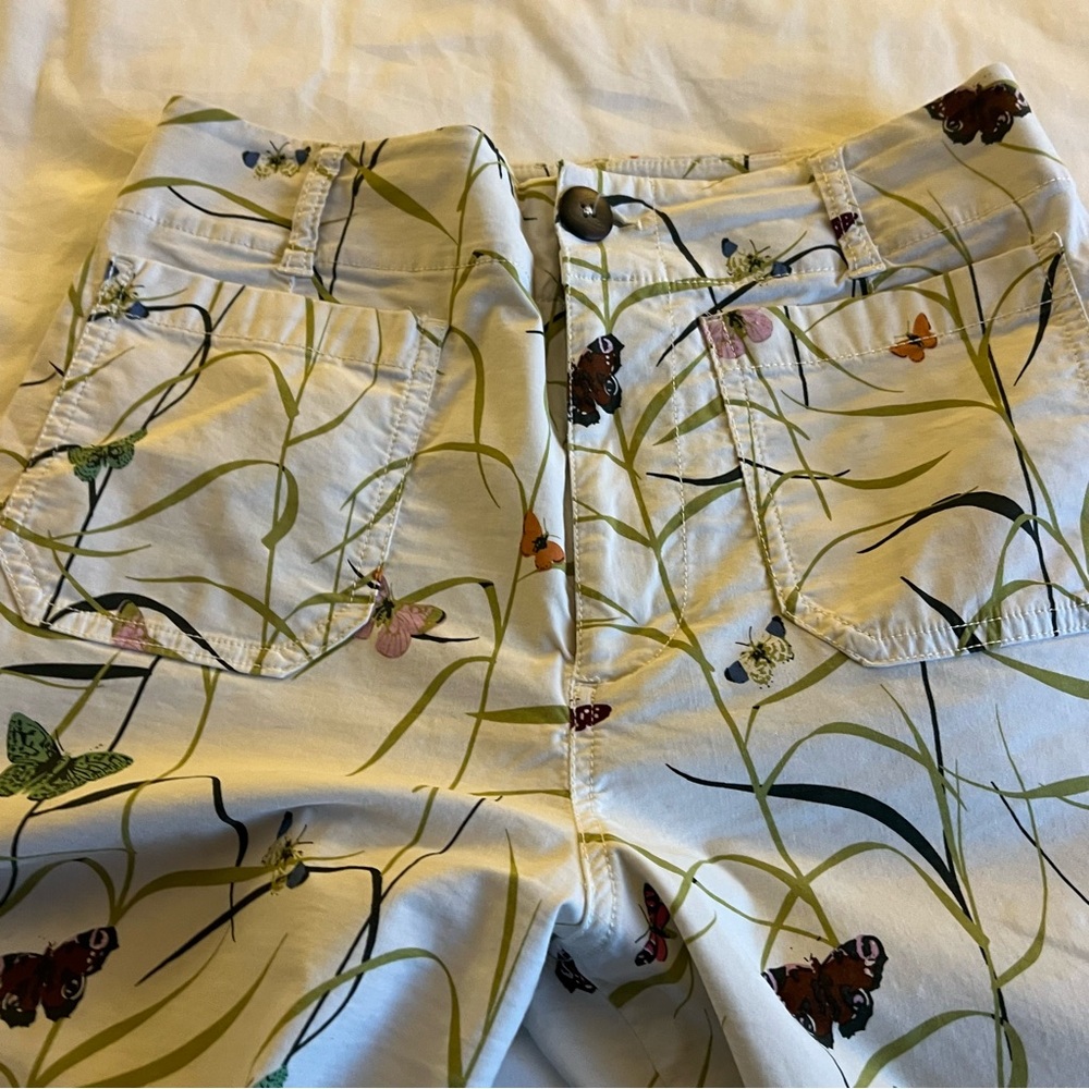 Maeve by Anthropologie The Collette Butterfly Print Wide Leg Crop Pants Size 28 - Picture 3 of 6